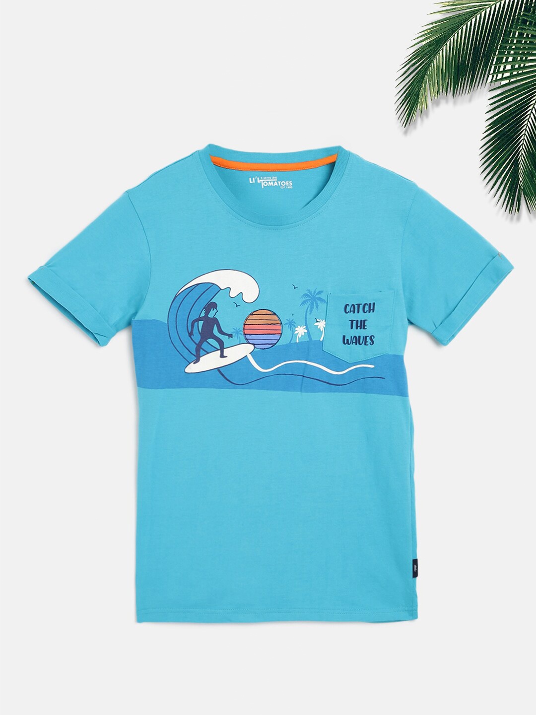 

Lil Tomatoes Boys Blue Printed Outdoor T-shirt