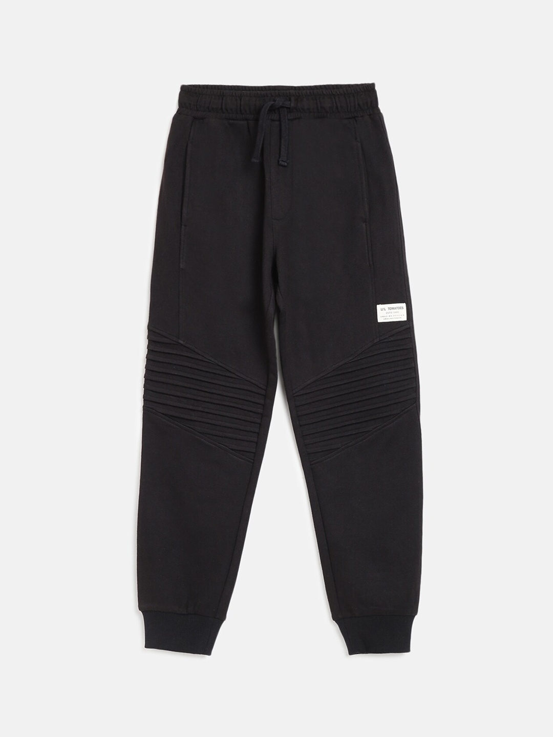 

Lil Tomatoes Boys Black Solid Pure Cotton Track Pants