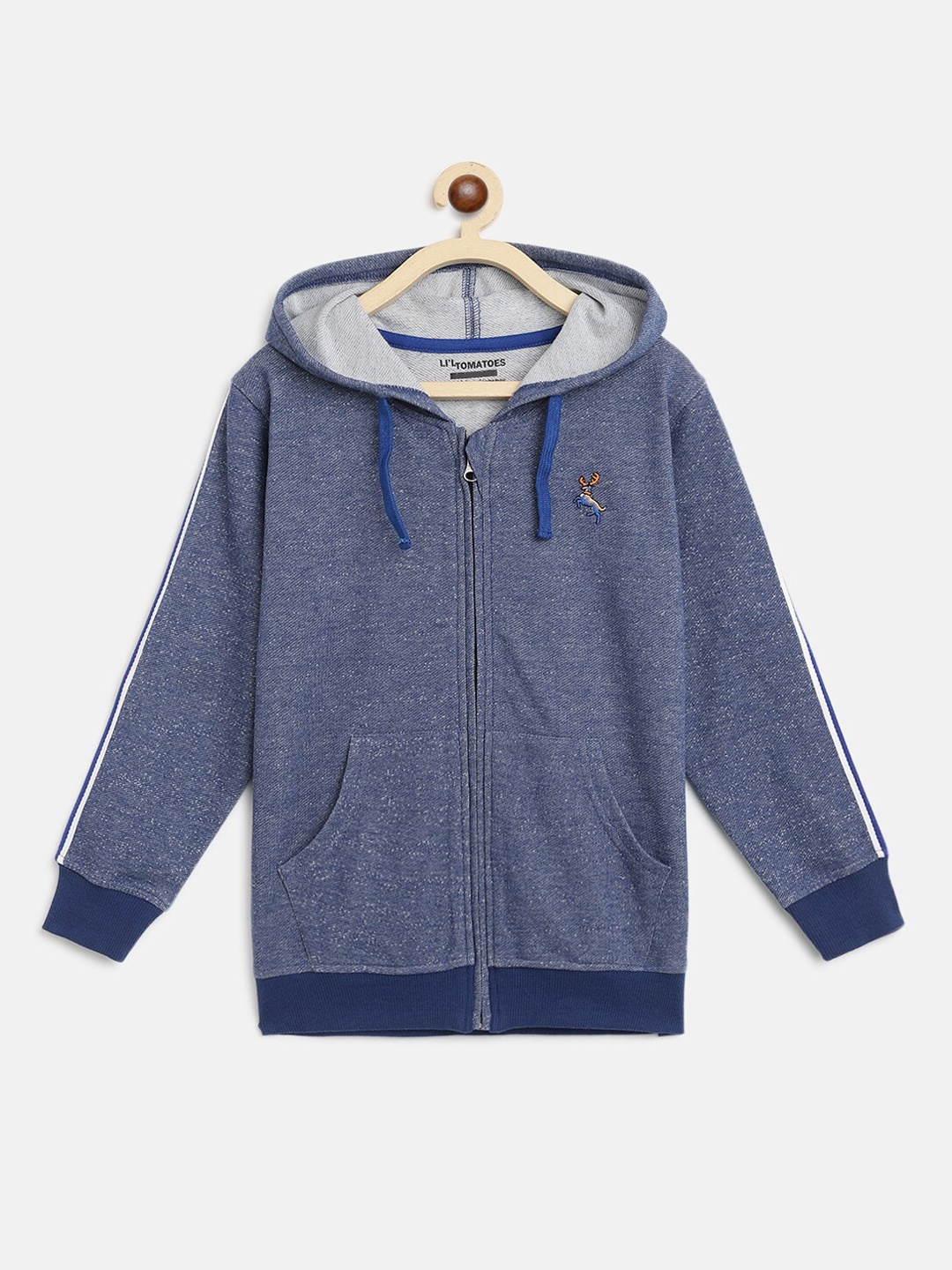 

Lil Tomatoes Boys Blue Solid Hooded Sweatshirt