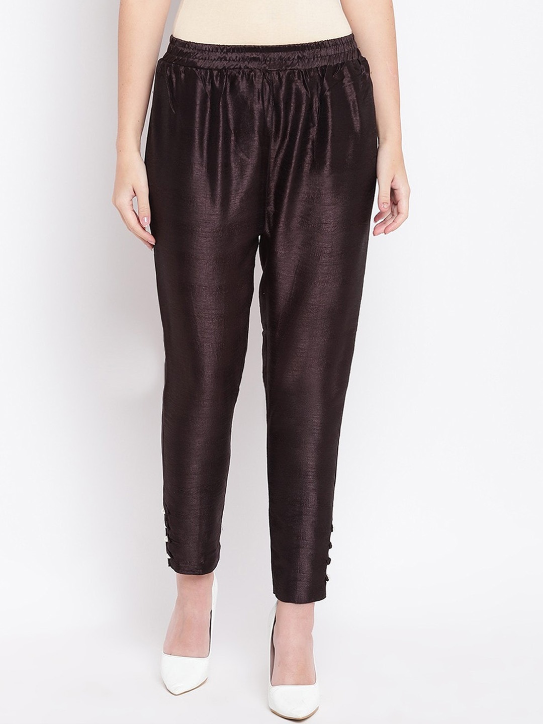 

RIVI Women Black Solid Regular Fit Solid Regular Trousers