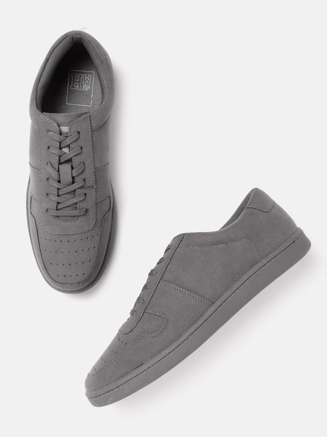 

Mast & Harbour Men Grey Perforated Suede Finish Sneakers