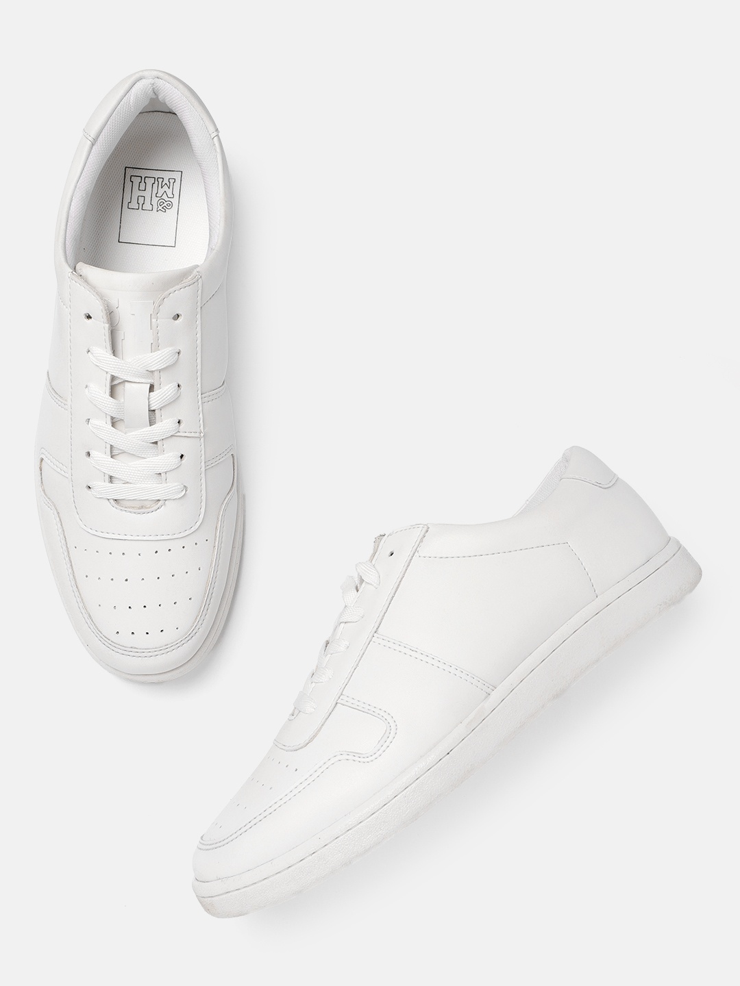 

Mast & Harbour Men White Solid Sneakers with Perforated Detail