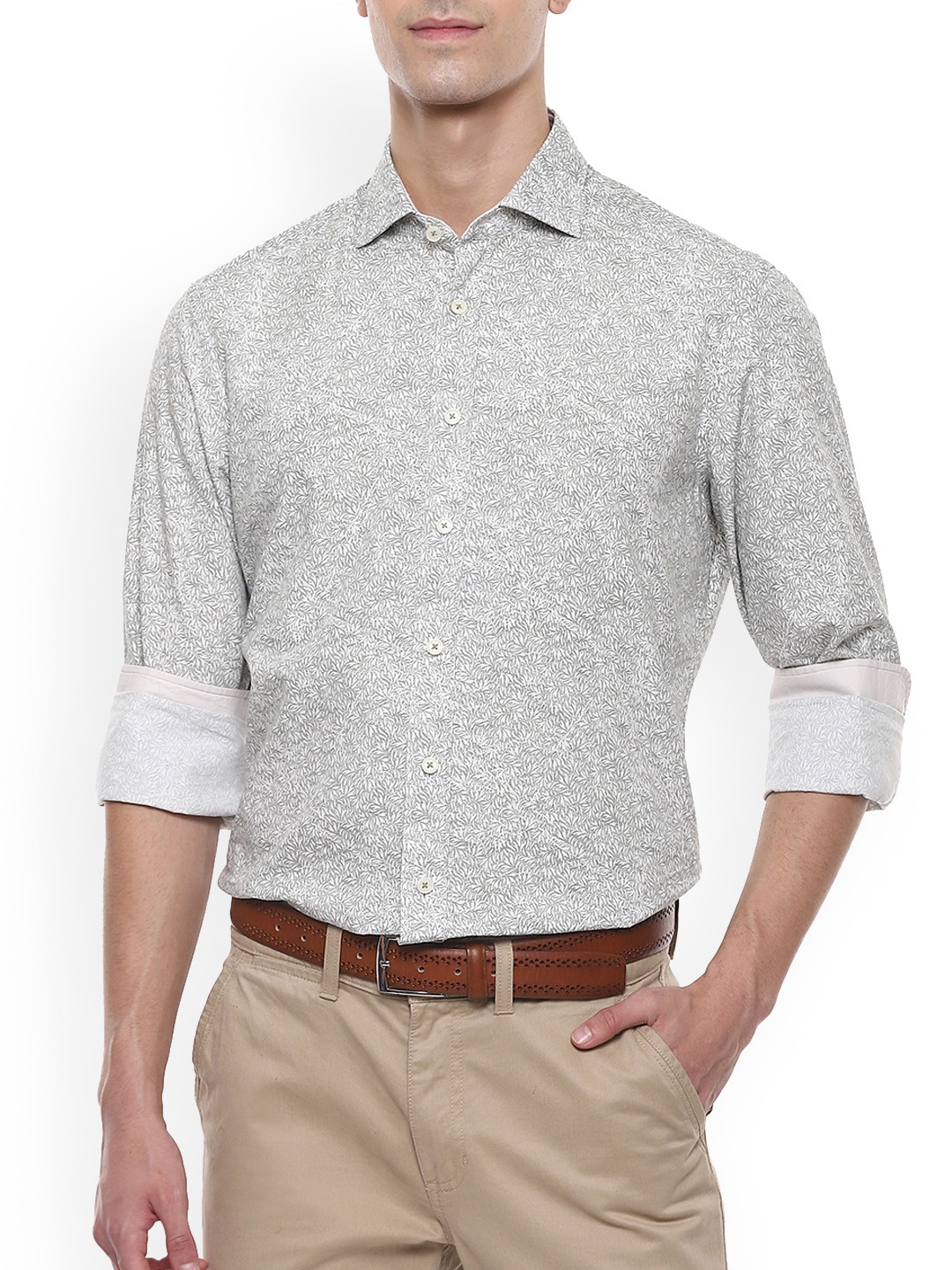 

HACKETT LONDON Men Green Floral Opaque Printed Cotton Casual Shirt