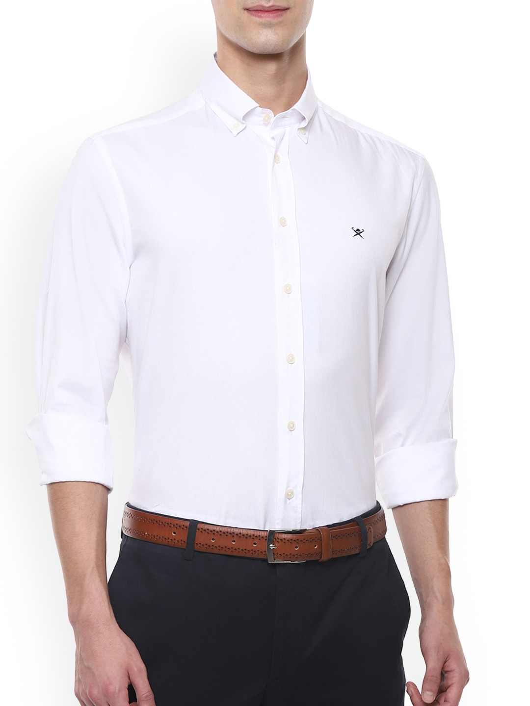 

HACKETT LONDON Men White Slim Fit Opaque Cotton Formal Shirt