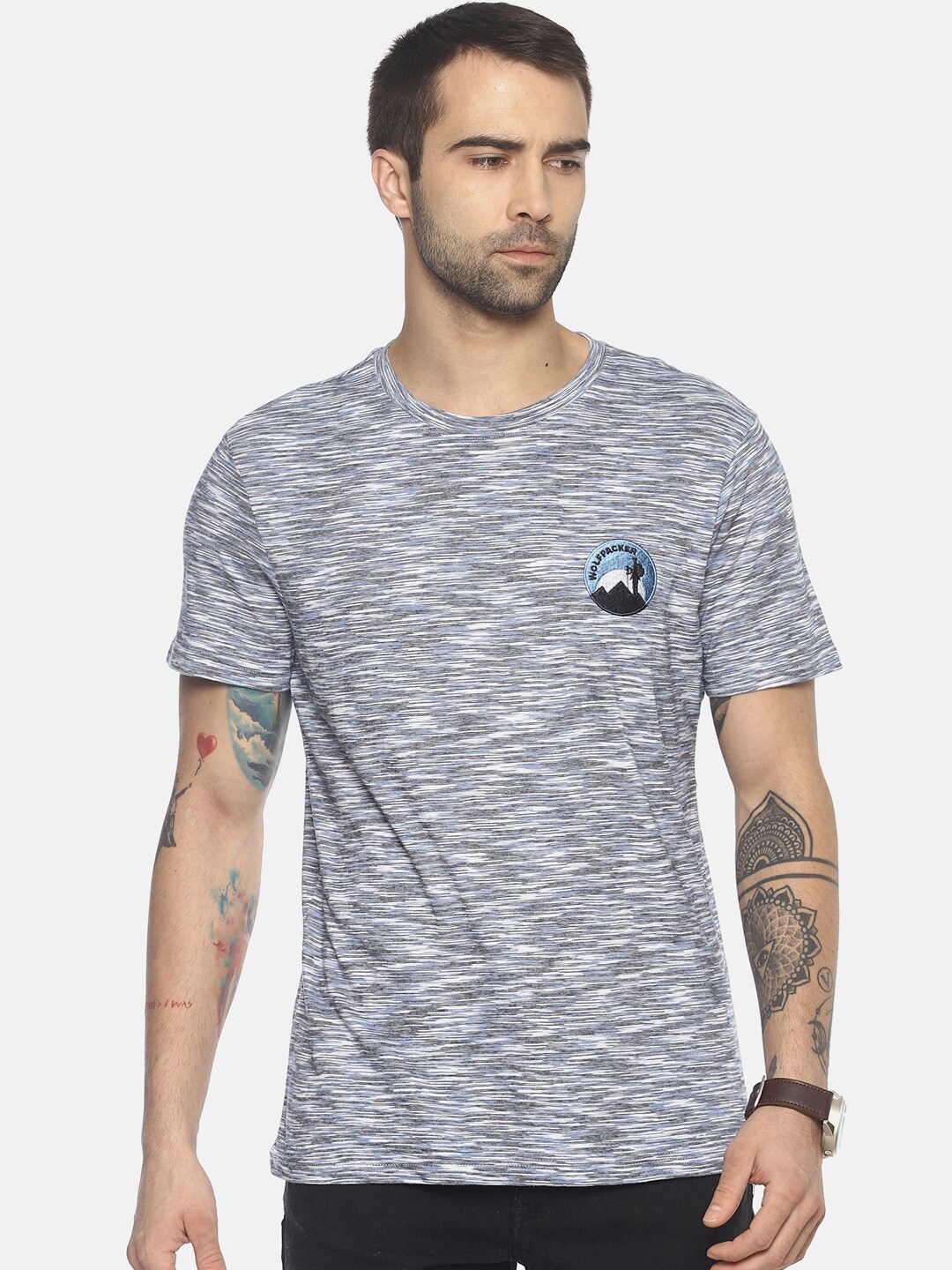 

Wolfpack Men Blue Cotton T-shirt