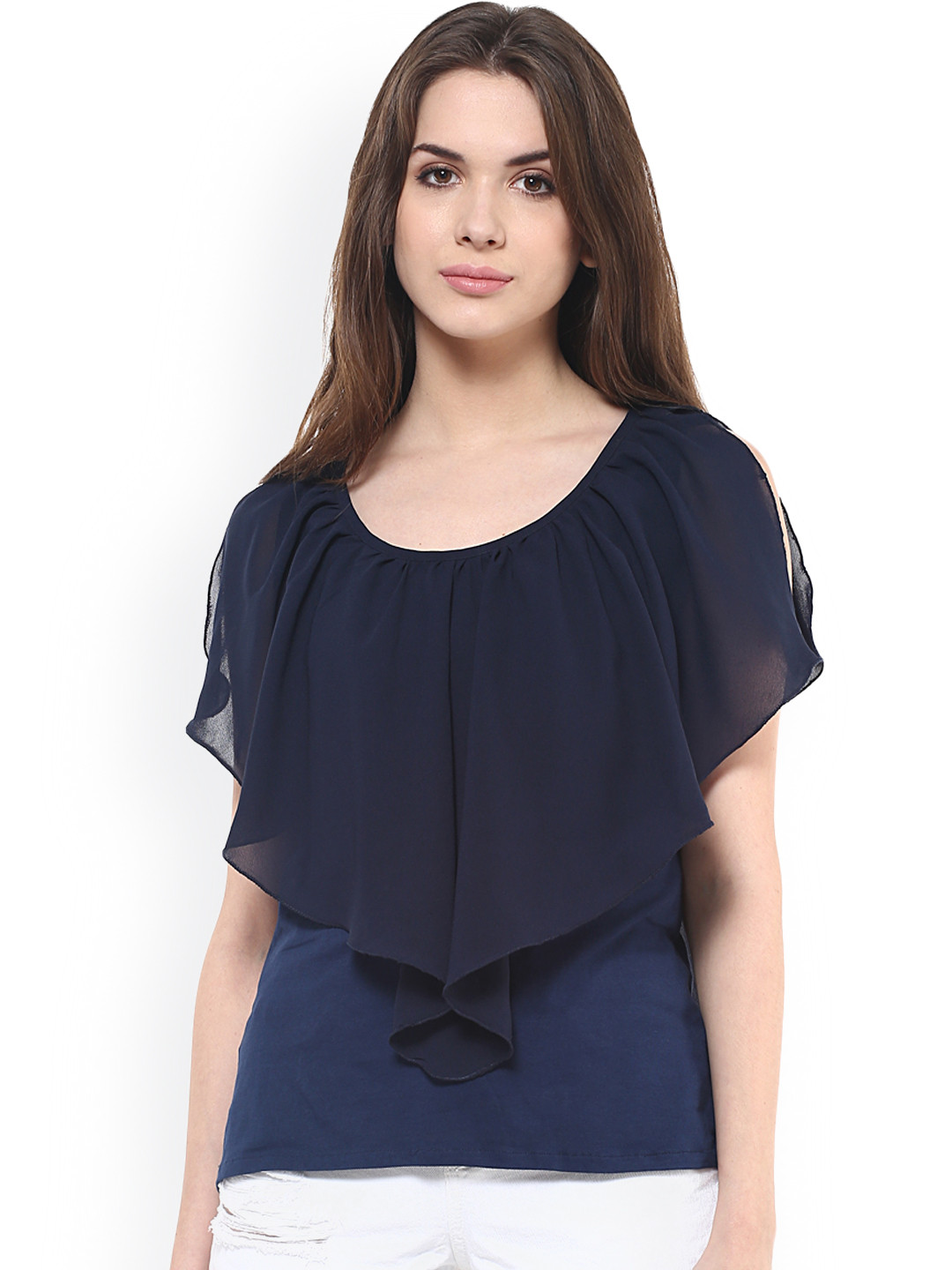 

Zima Leto Women Navy Solid Top, Navy blue
