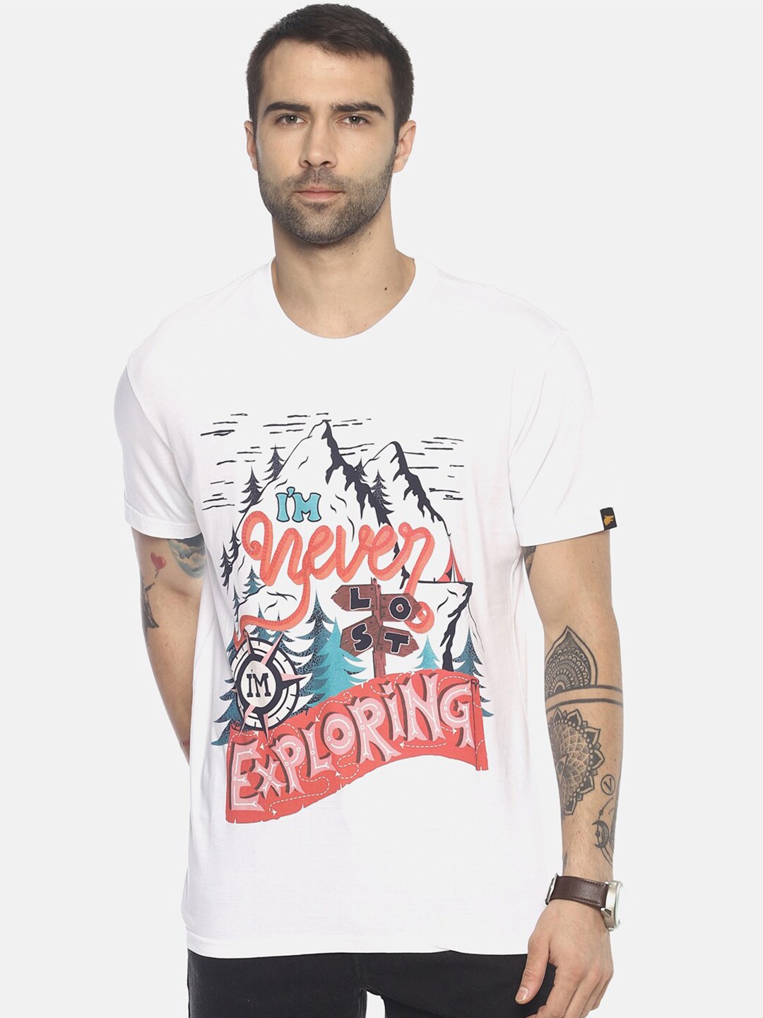 

Wolfpack Men White Printed T-shirt