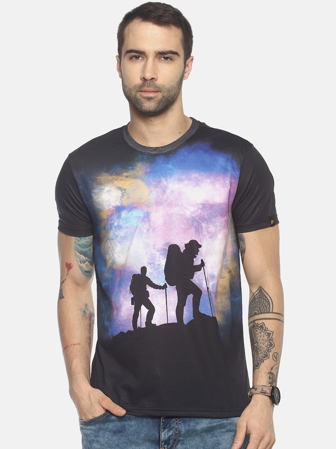 

Wolfpack Men Black Printed T-shirt