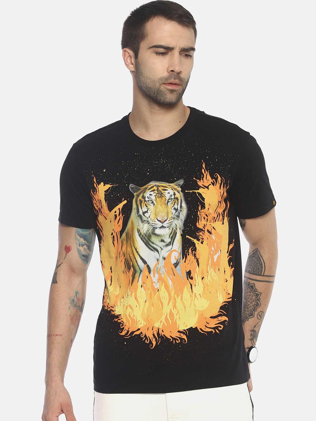 

Wolfpack Men Black Printed T-shirt