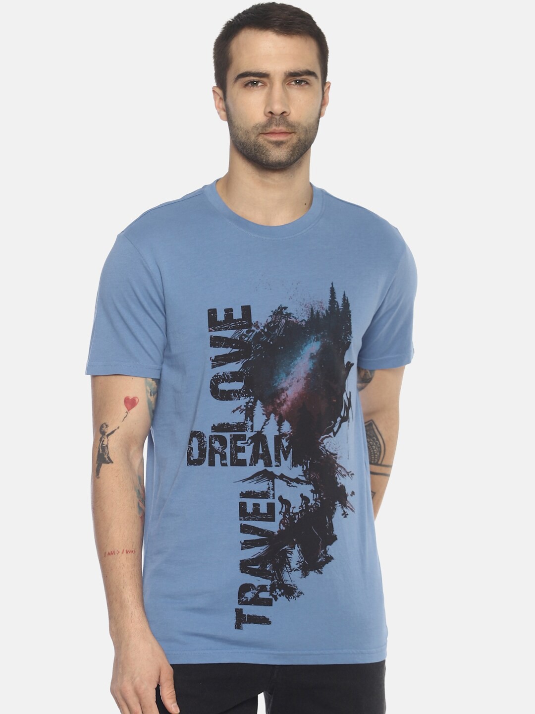 

Wolfpack Men Blue Printed T-shirt