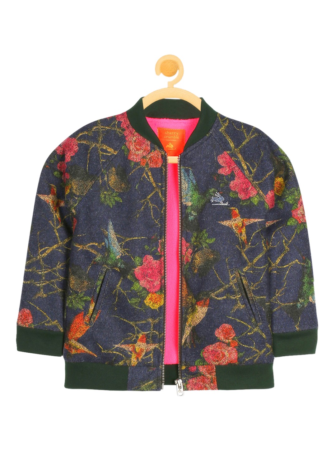 

Cherry Crumble Girls Blue & Orange Floral Windcheater Bomber Jacket