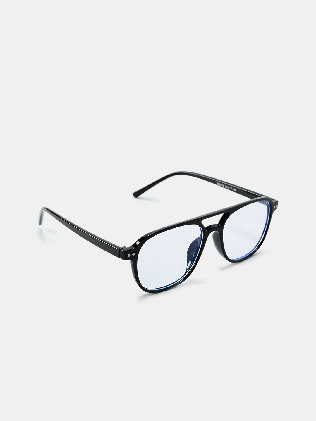 

FUZOKU Unisex Transparent Solid Full Rim Rectangle Frames, Black