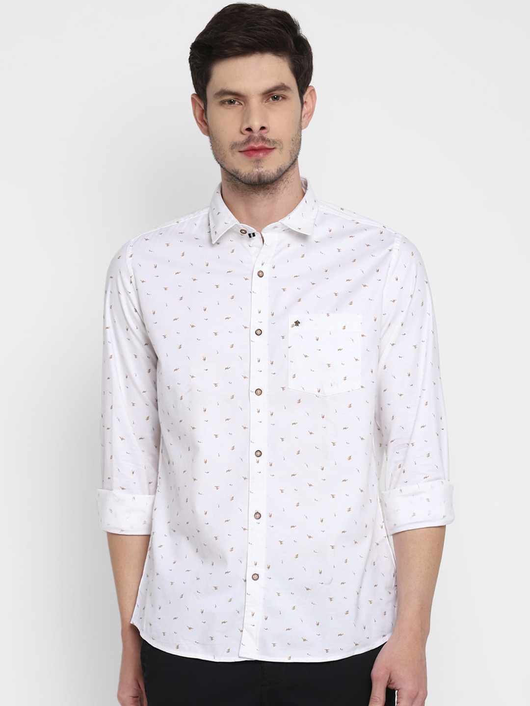 

Turtle Men White Slim Fit Opaque Printed Casual Shirt