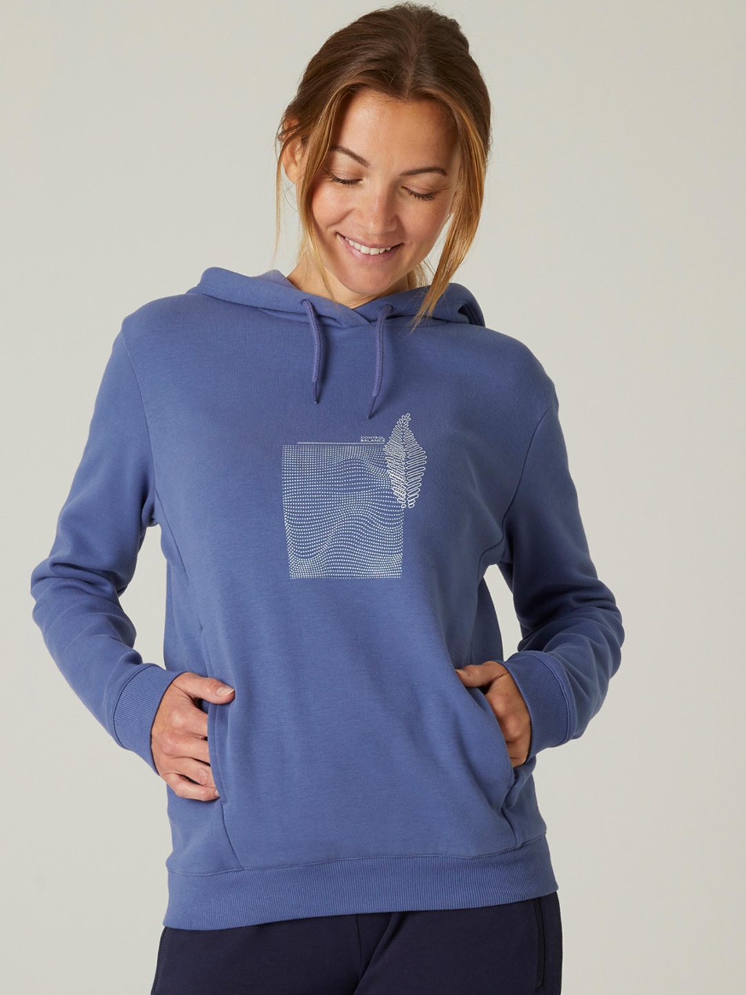 

Domyos By Decathlon Women Blue Fitness Hoodie with Kangaroo Pocket