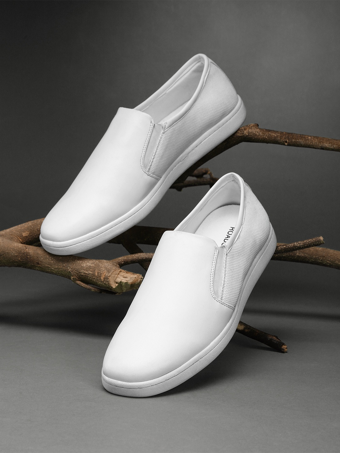 

The Roadster Lifestyle Co Men White Woven Design Slip-On Sneakers