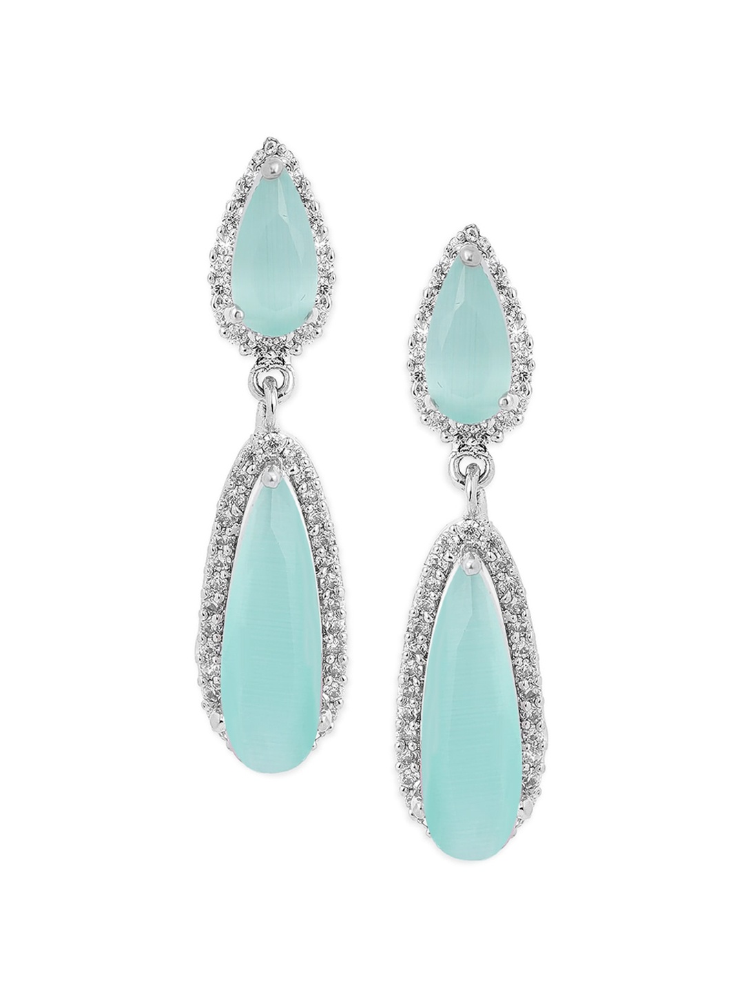 

Rubans Silver-Toned & Blue Classic Drop Earrings