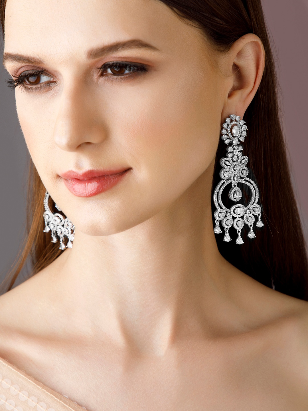 

Rubans Silver-Toned Classic Drop Earrings
