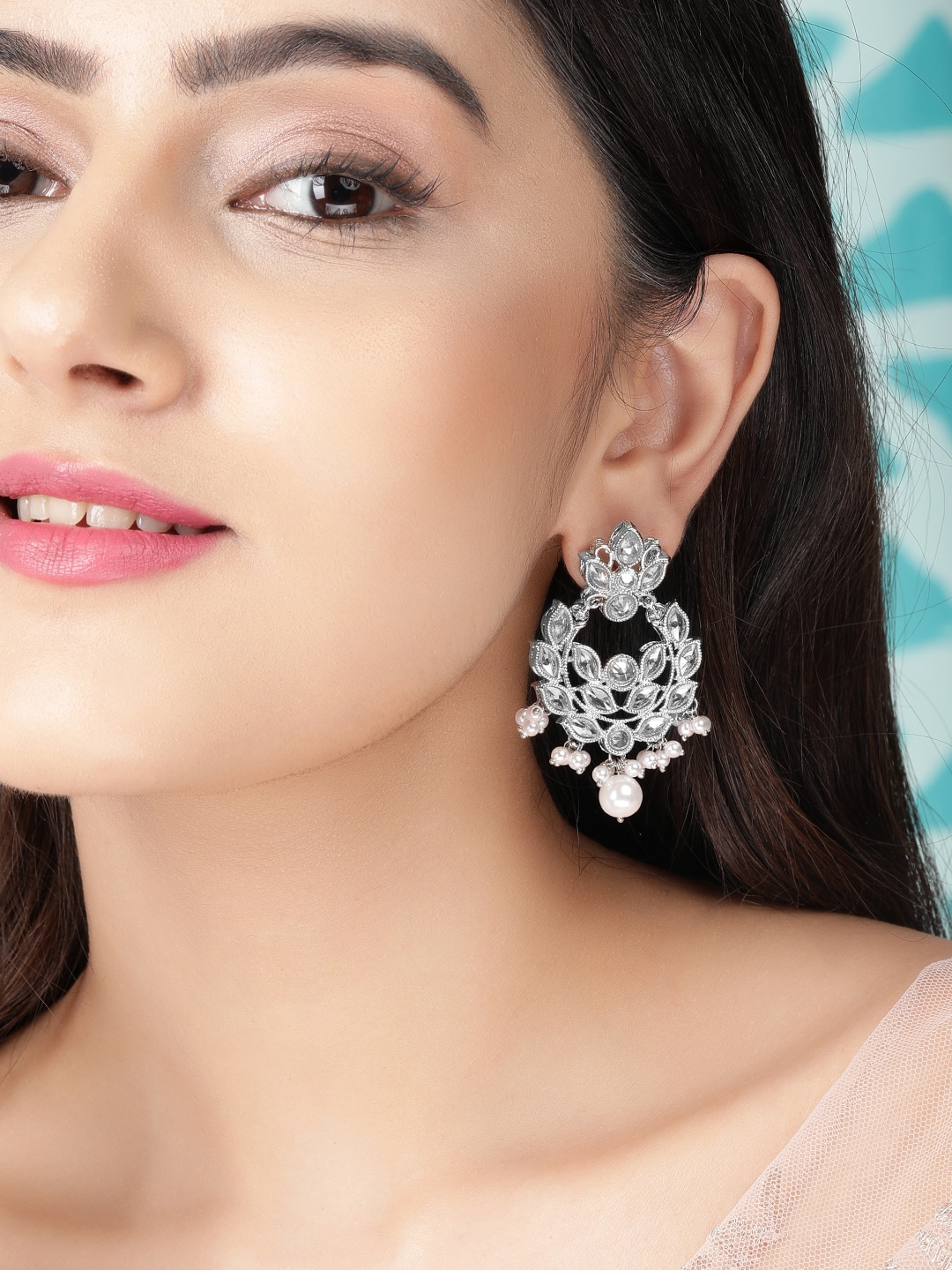 

Rubans Silver-Plated Crescent Shaped Studs Earrings