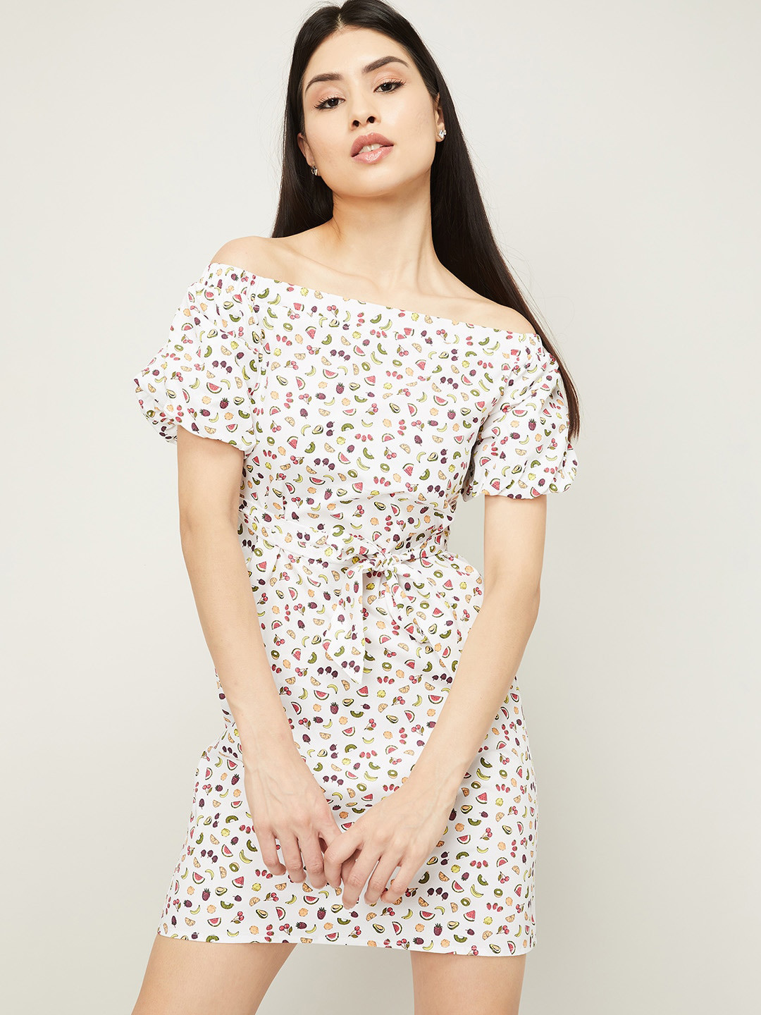 

Ginger by Lifestyle White Off-Shoulder Sheath Dress