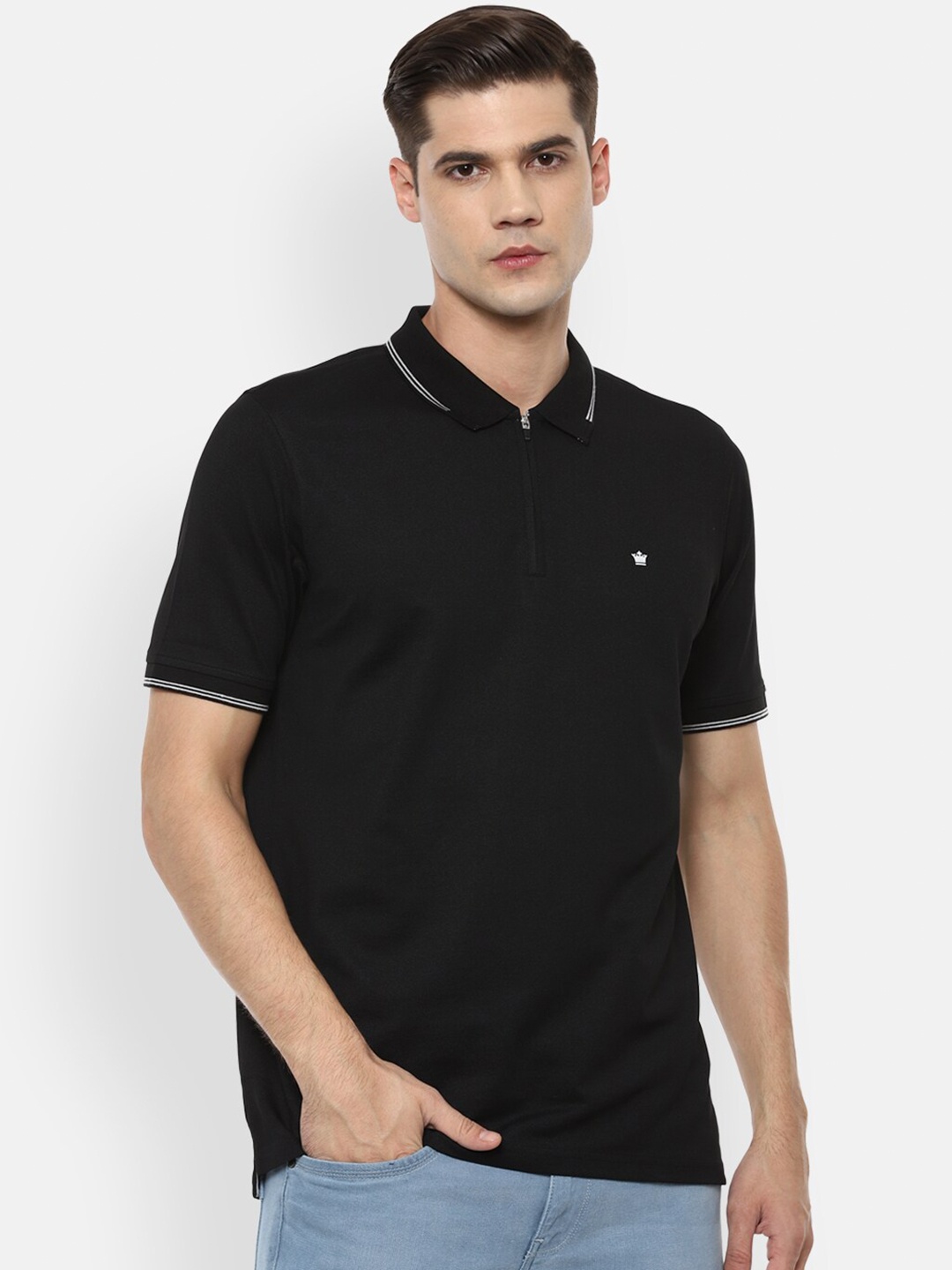 

Louis Philippe Men Black Polo Collar T-shirt