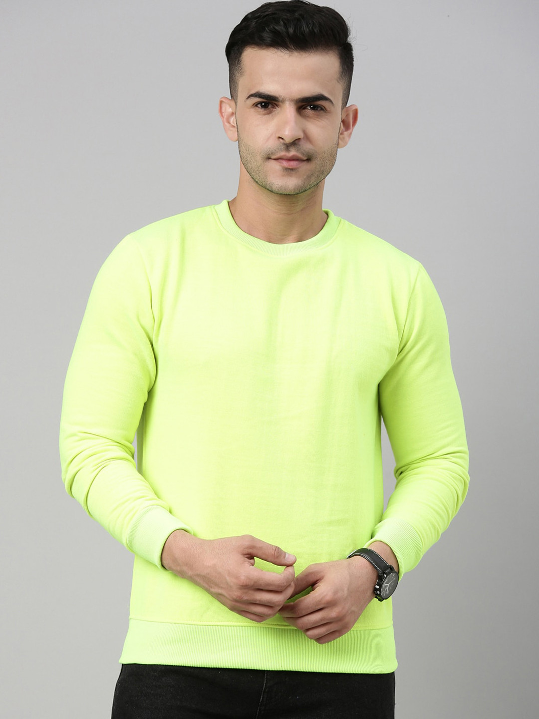 

Bushirt Men Green Pure Cotton Sweatshirt