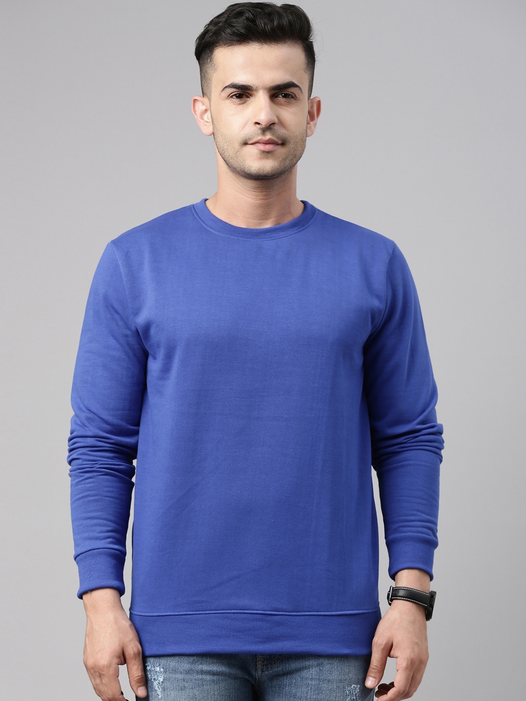 

Bushirt Men Blue Pure Cotton Pullover Sweatshirt