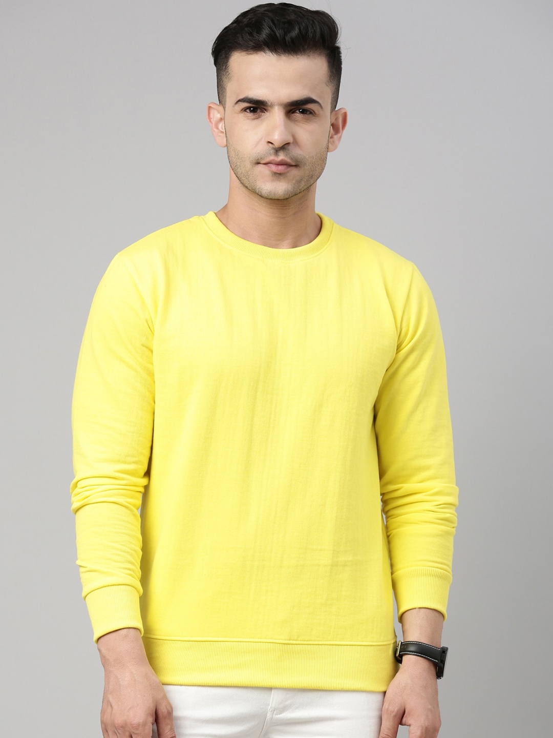 

Bushirt Men Yellow Pure Cotton Sweatshirt