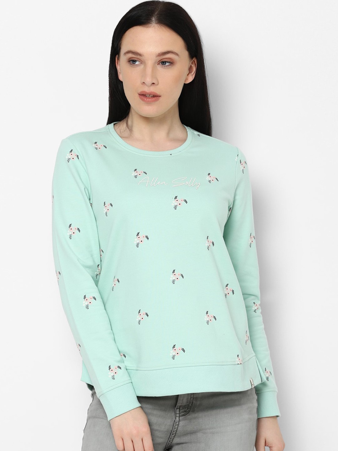 

Allen Solly Woman Women Green Printed Pure Cotton Sweatshirt