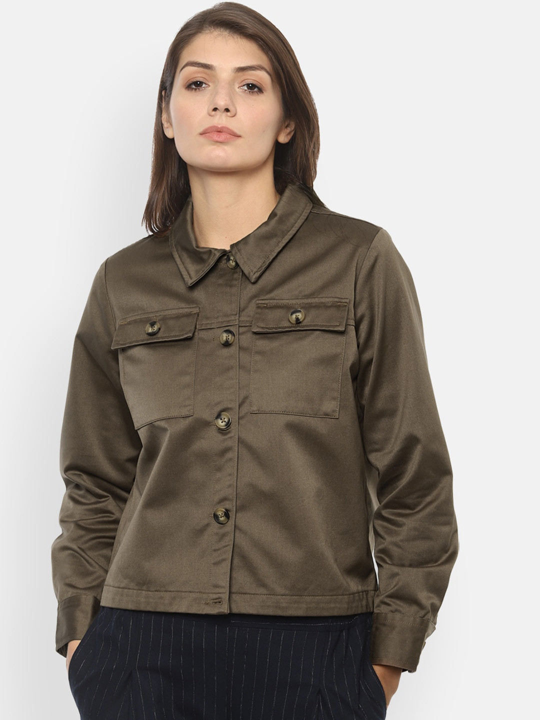 

Van Heusen Woman Brown Pure Cotton Tailored Jacket