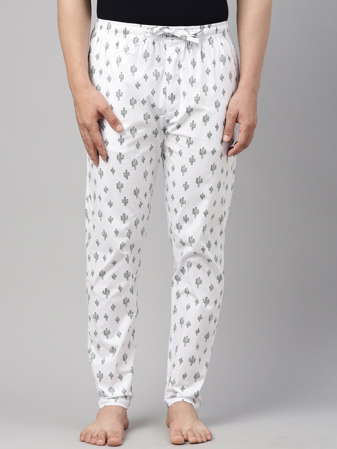 

Bushirt Men White Printed Pure Cotton Lounge Pants