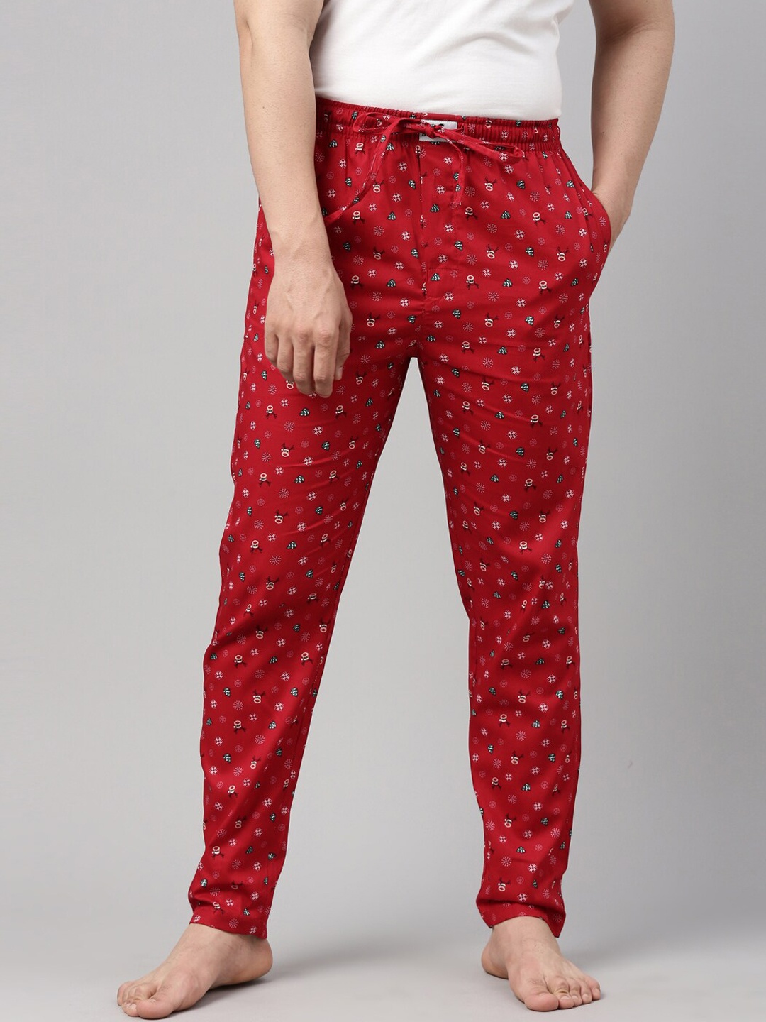 

Bushirt Men Red Printed Pure Cotton Lounge Pants
