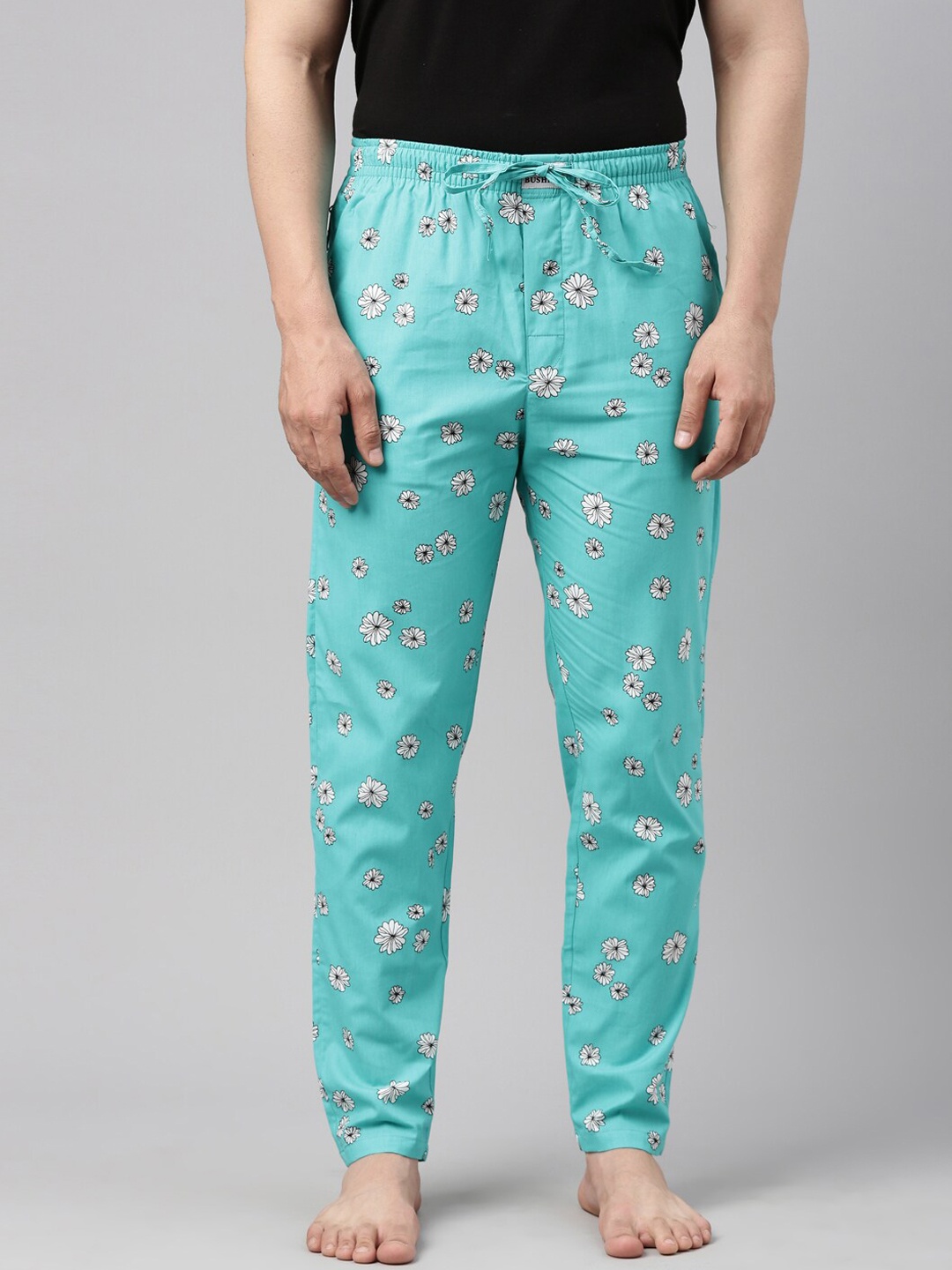 

Bushirt Men Teal Green Printed Pure Cotton Lounge Pants