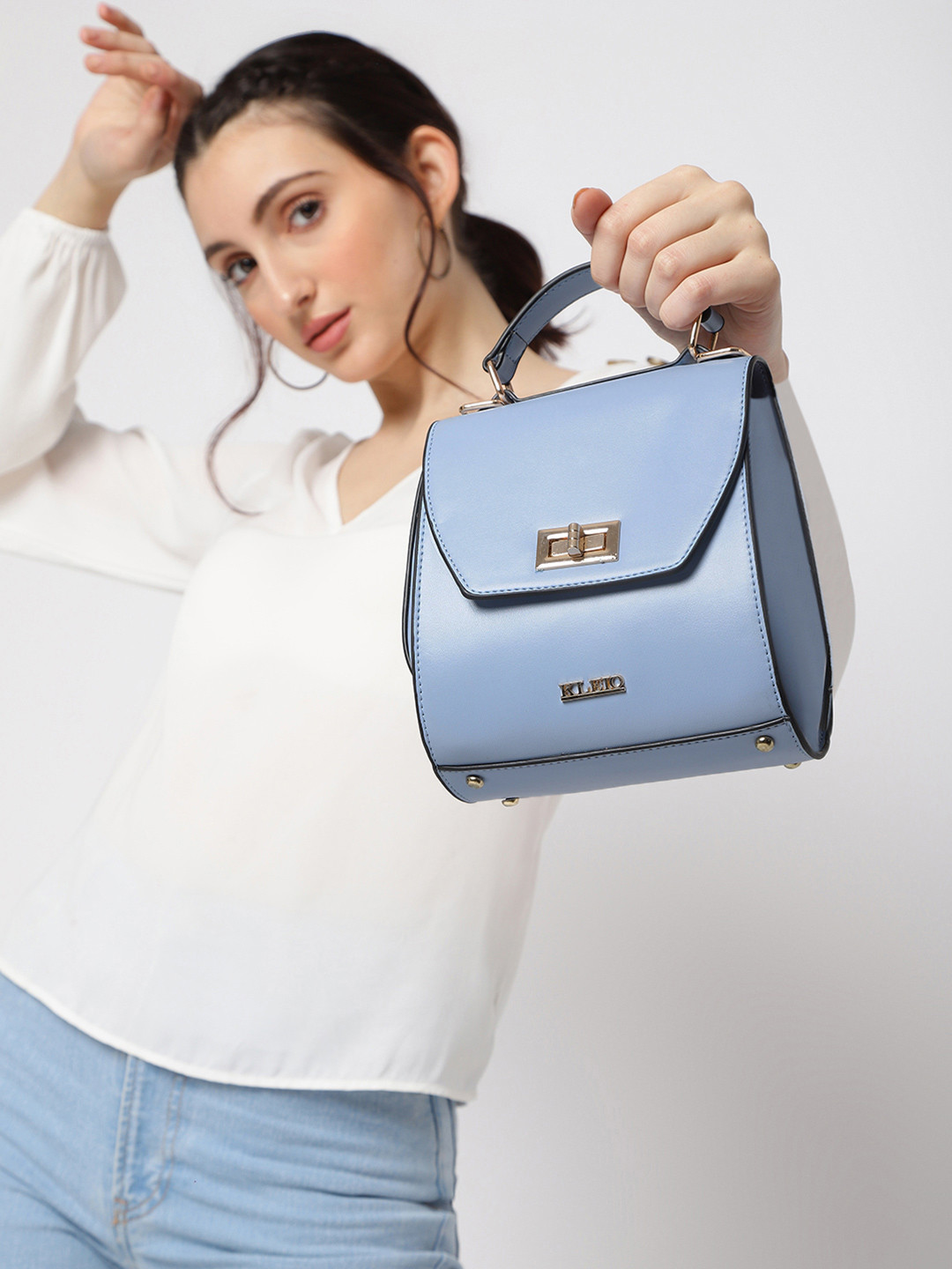 

KLEIO Turquoise Blue Structured Handheld Bag