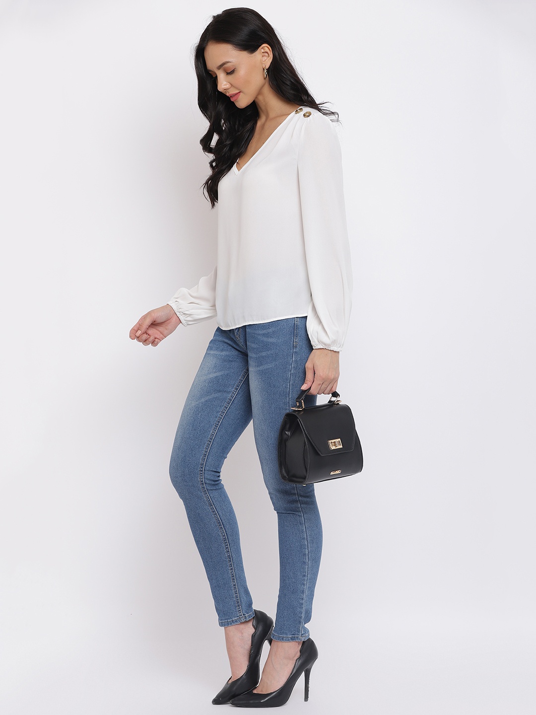 

KLEIO Top Handle Structured Shoulder Bag, Black