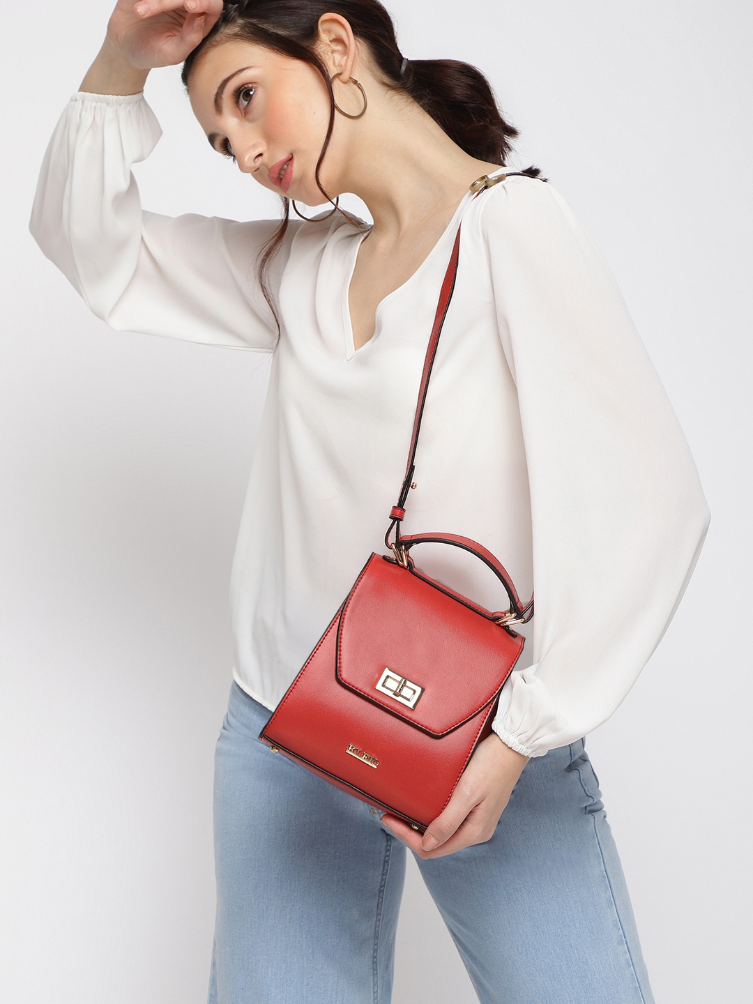

KLEIO Top Handle Structured Shoulder Bag, Red