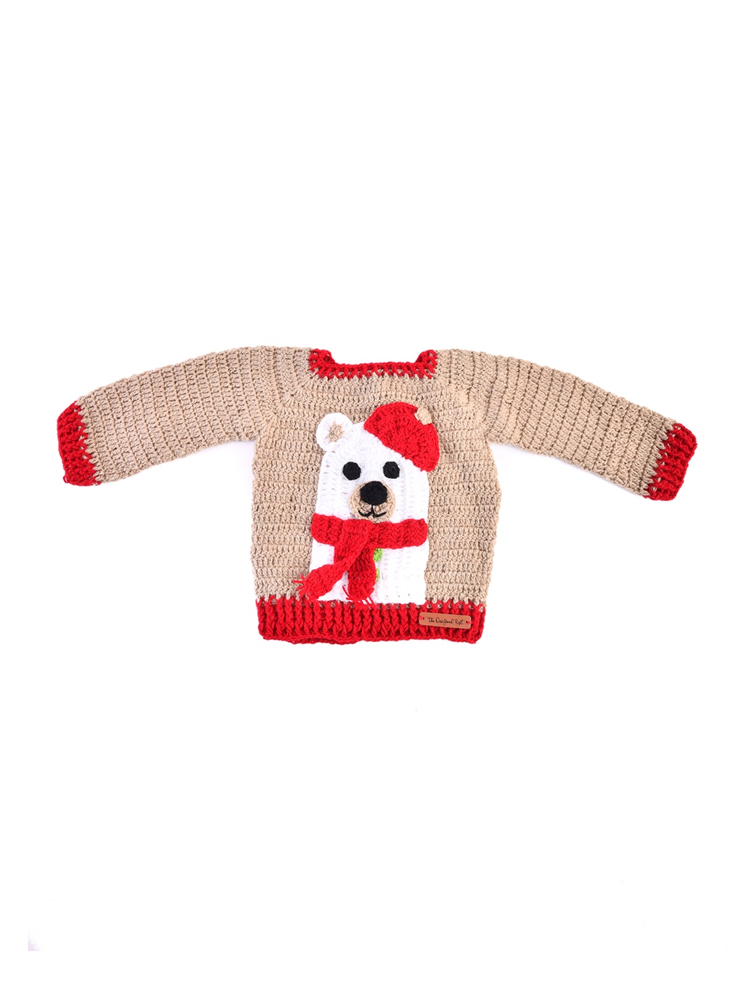 

The Original Knit Unisex Kids Beige & Red Cable Knit Pullover