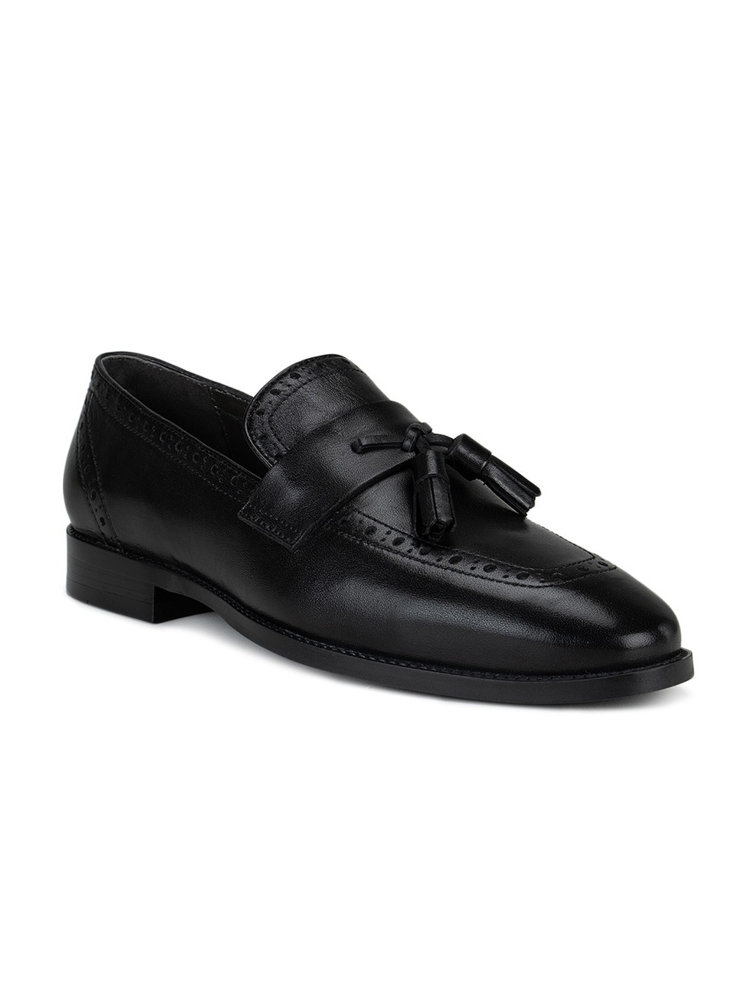

ROSSO BRUNELLO Men Black Solid Leather Formal Loafers