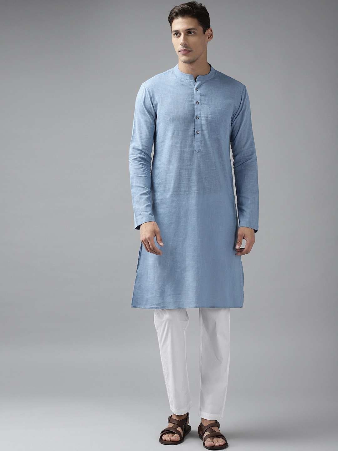 

See Designs Men Blue Thread Work Kurta