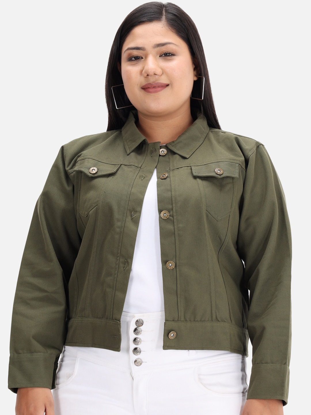 

FurryFlair Women Green Denim Jacket