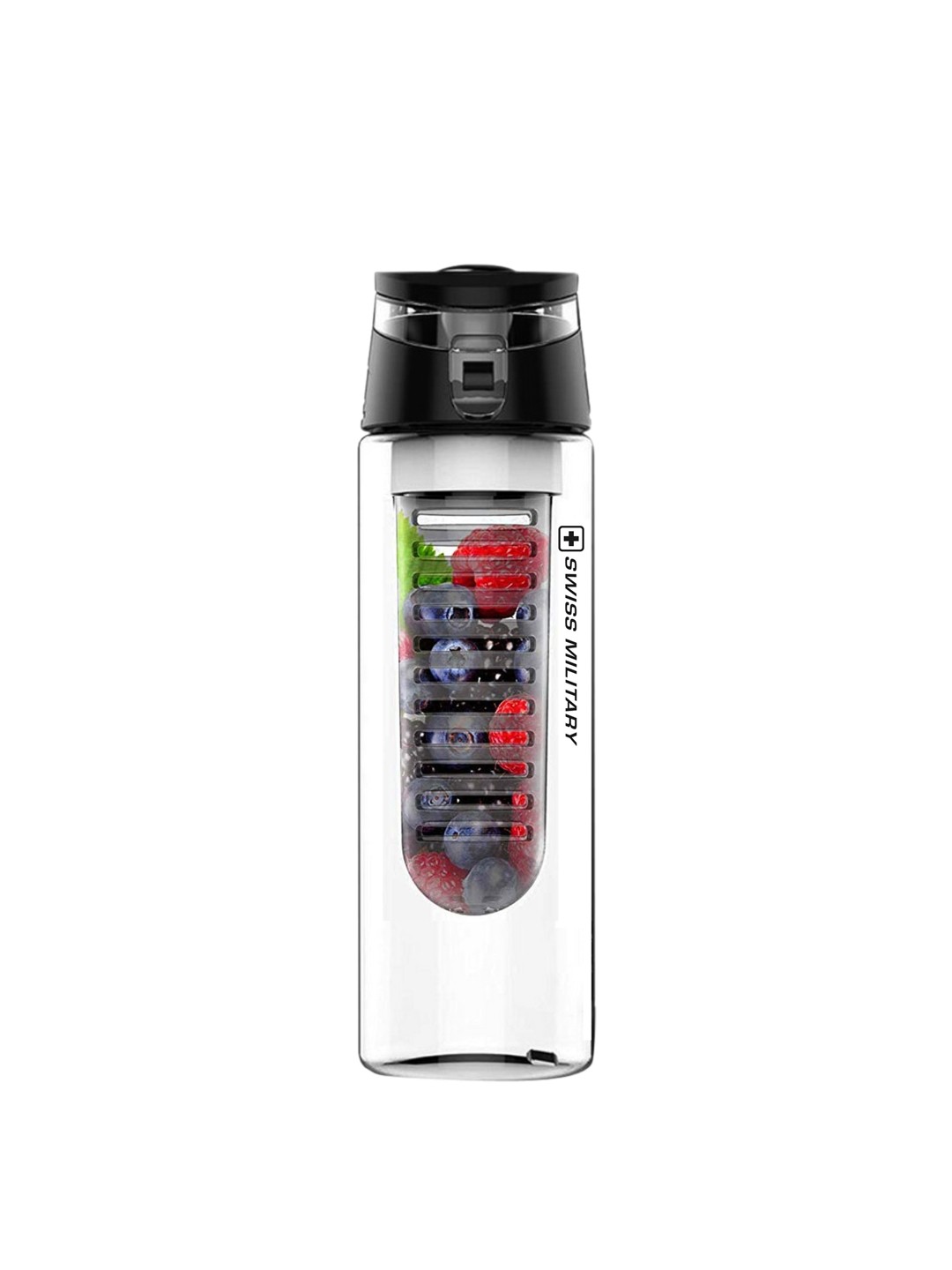 

SWISS MILITARY Transparent & Black Health Infuser Bottle - 800 ml