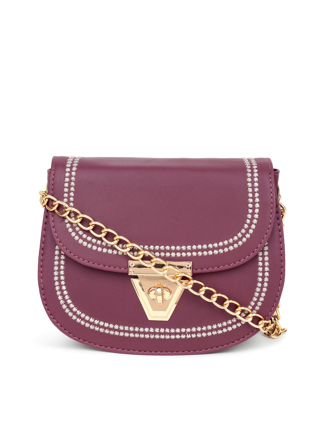 

LEGAL BRIBE Maroon Embellished Structured Sling Bag