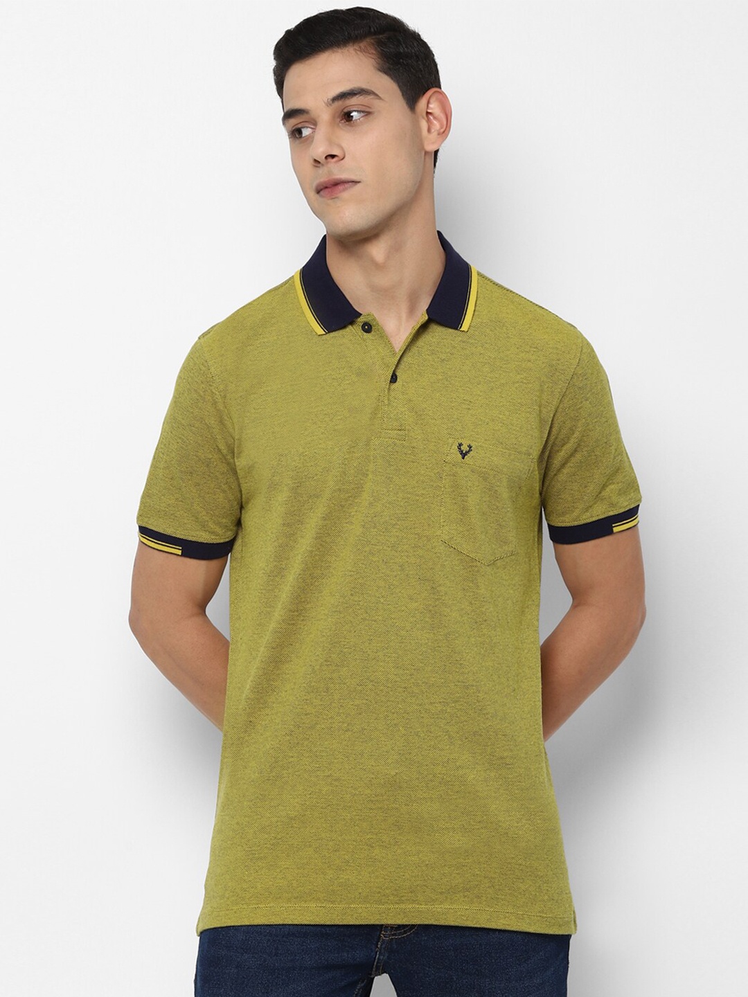 

Allen Solly Men Khaki Green Polo Collar T-shirt
