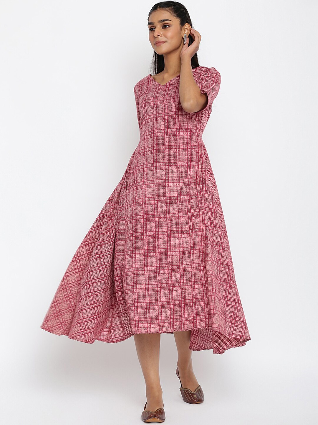 

Fabindia Pink A-Line Midi Dress