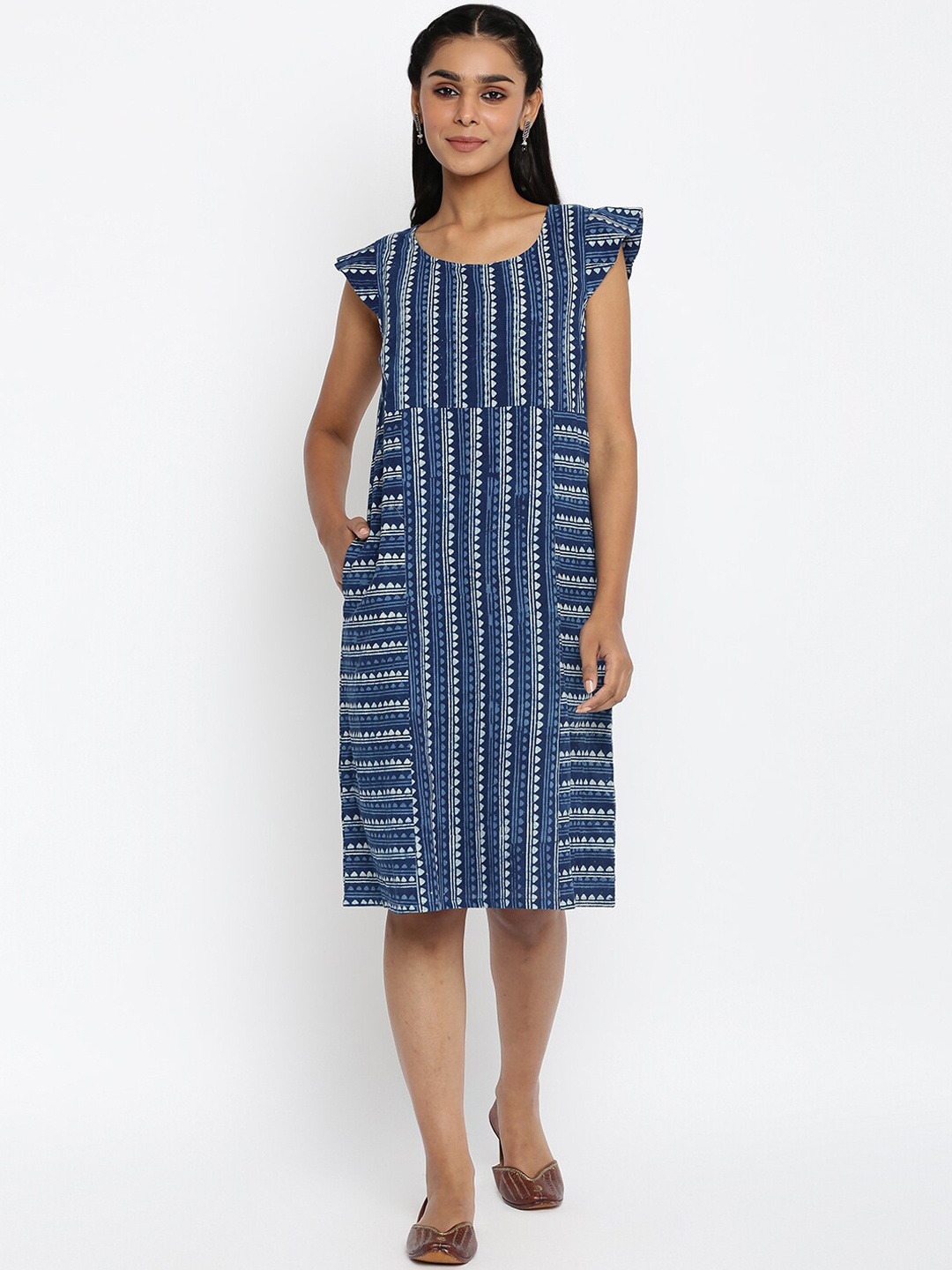 

Fabindia Blue Sheath Dress