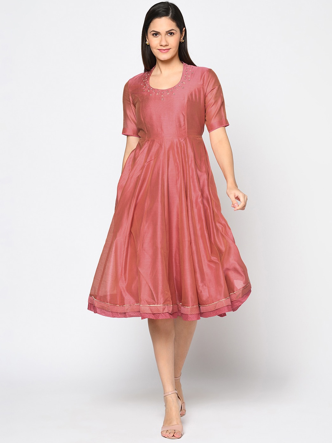 

Fabindia Peach-Coloured Midi Dress