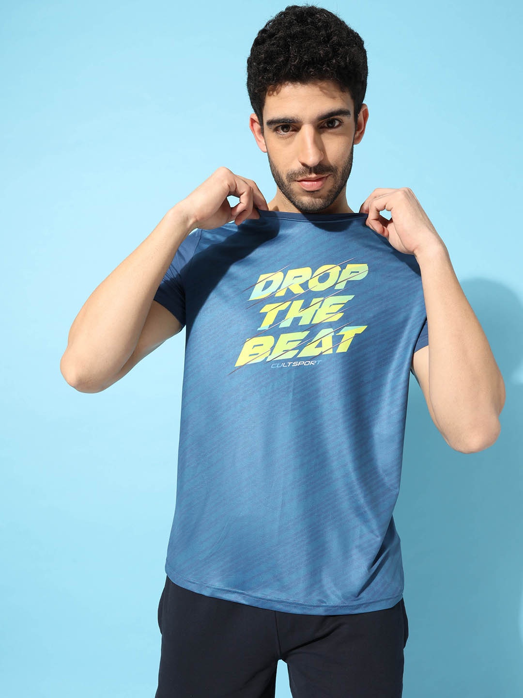 

Cultsport Men Navy Blue Typography Printed T-shirt