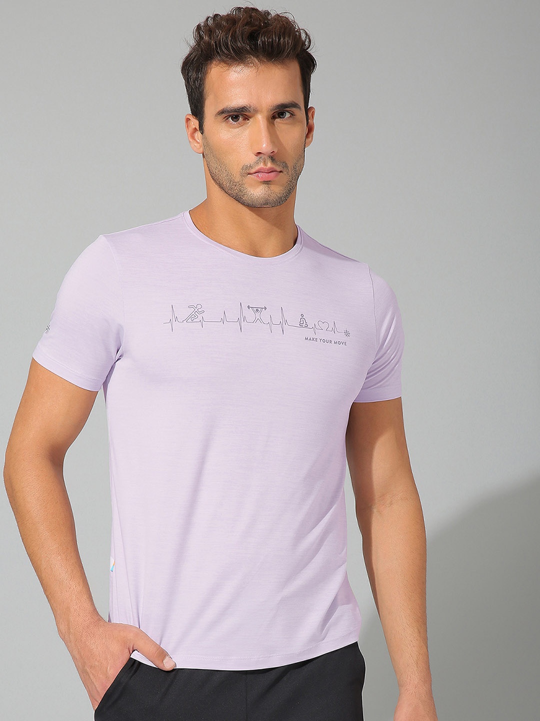 

Cultsport Men Purple Typography Printed Raw Edge T-shirt