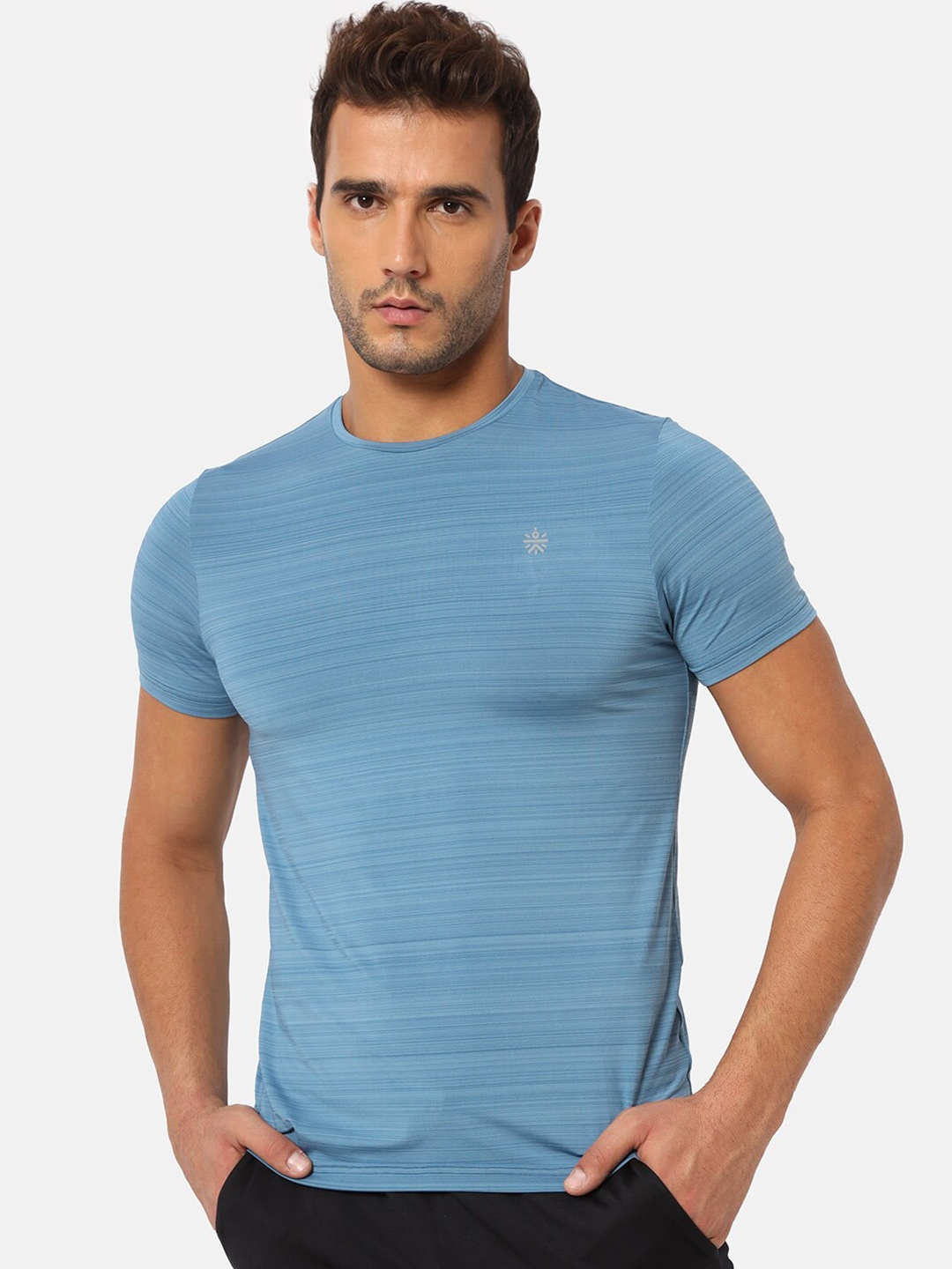 

Cultsport Men Blue Striped Pockets T-shirt
