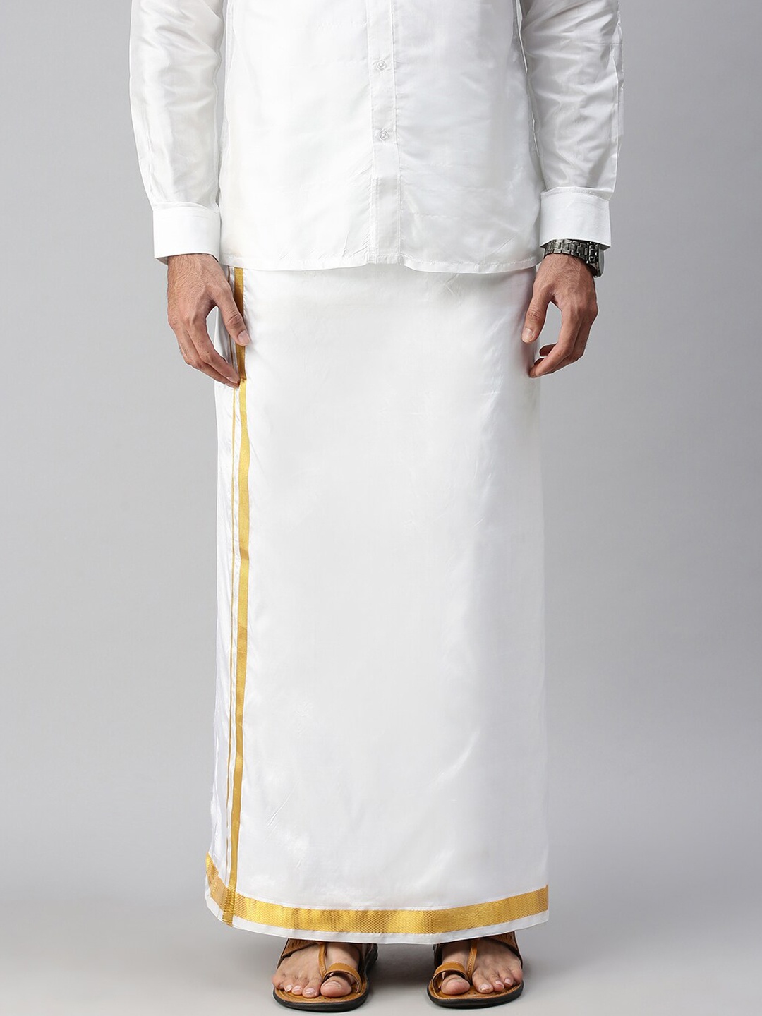 

Ramraj Men White Solid Pure Silk Dhoti