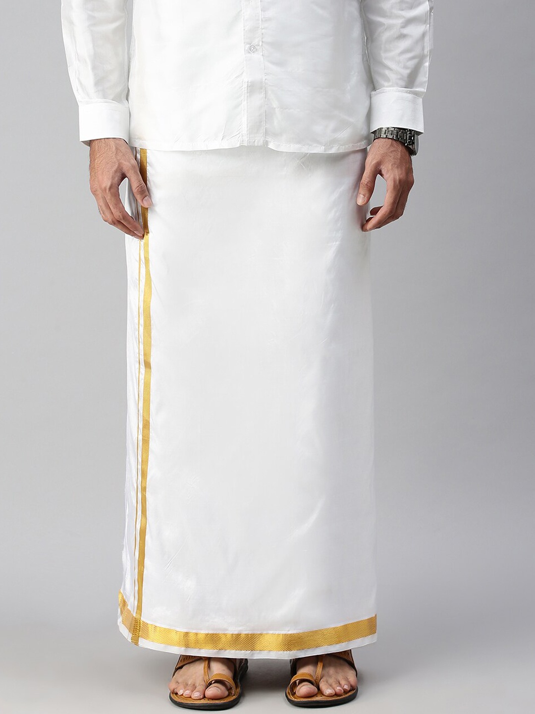 

Ramraj Men White Solid Pure Silk Dhoti